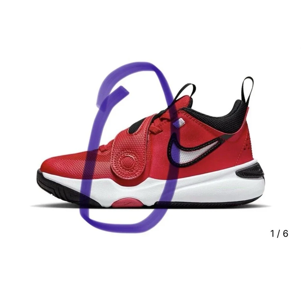 Nike Team Hustle D 11 (GS) Basketball Shoes Red Sneakers Youth 2 Y Big Kids Boys